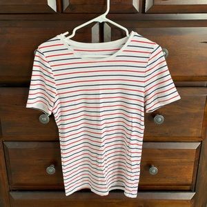 Red, white and blue striped tee